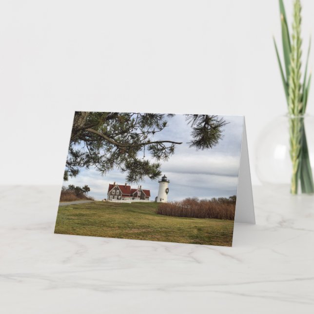 Cape Cod Lighthouse Christmas Greeting Card (Front)