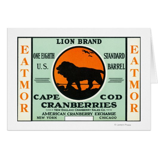 Cape Cod Lion Eatmor Cranberries Brand Label Cards (Front Horizontal)
