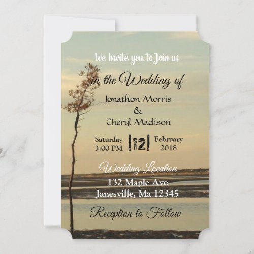 Cape Cod Lone Tree on Beach Wedding Invitations