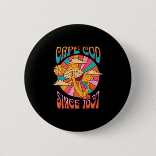 Cape Cod M Mushroom Boho Souvenir Vintage Vacation Button