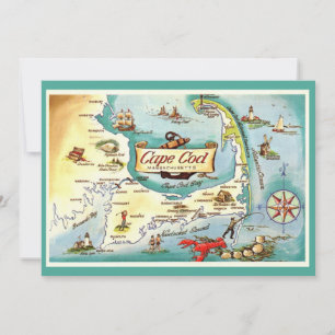 Cape Cod MA 5x7 Map Postcard