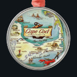 Cape Cod MA Map Metal Ornament<br><div class="desc">A vintage illustrated map of Cape Cod,  Massachusetts repurposed!</div>