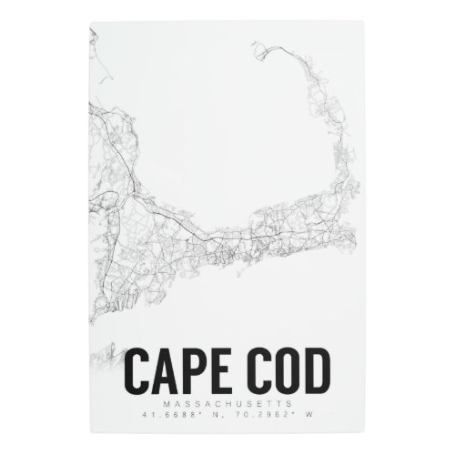 Cape Cod MA Minimalist Map Metal Art