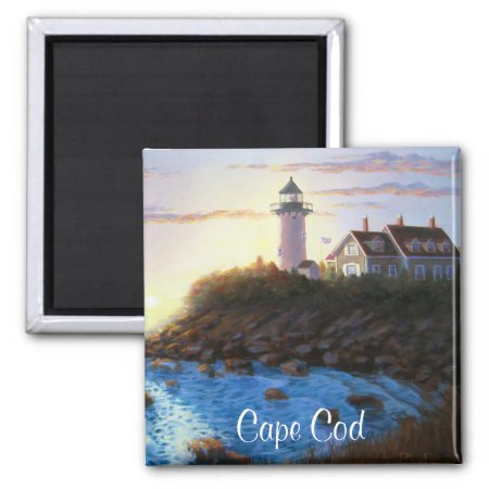 Cape Cod Ma Nobska Lighthouse Painting Magnet