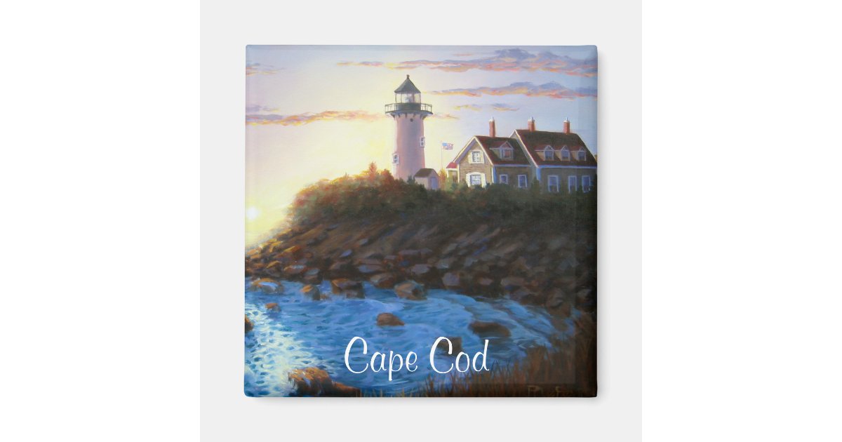 Cape Cod Ma Nobska Lighthouse Painting Magnet Zazzle Com