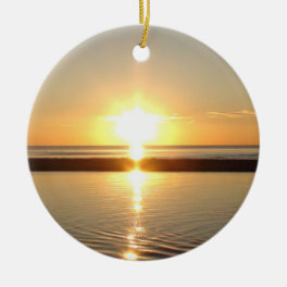 Cape Cod, Ma Sunset on the Beach Christmas Ceramic Ornament