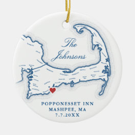 Cape Cod MA Wedding Photo First Christmas Ceramic Ornament
