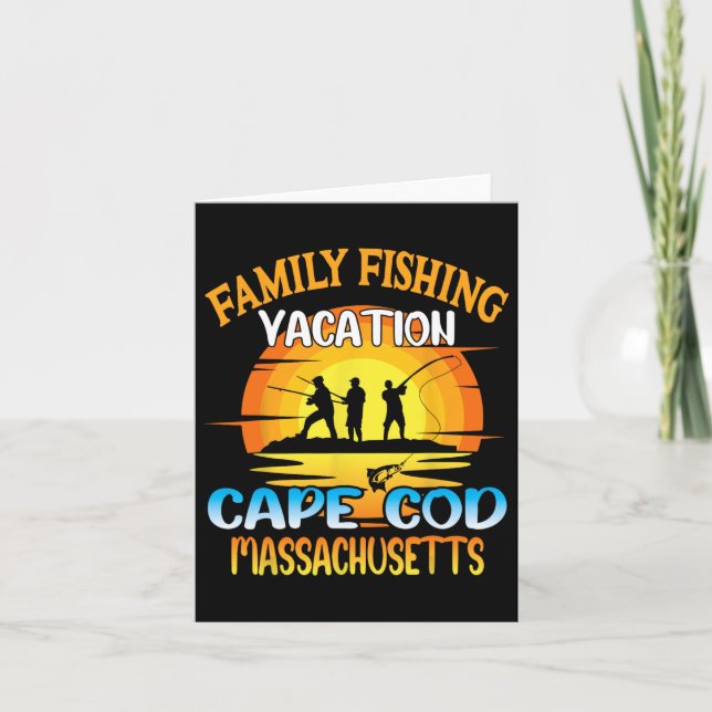 Cape Cod Machusetts Family Fishing Vacation Sunset Card (Front)