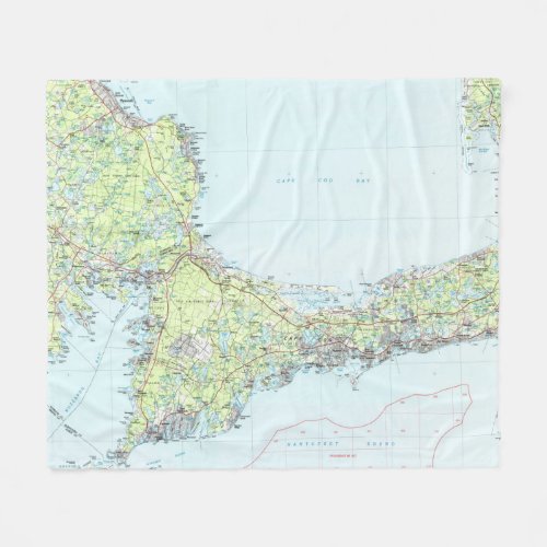Cape Cod Map 1986 Fleece Blanket