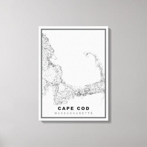 Cape Cod Map Canvas Print