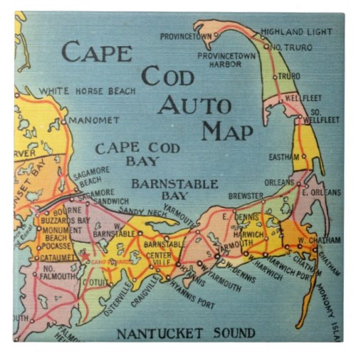 Cape Cod Map Ceramic Tile