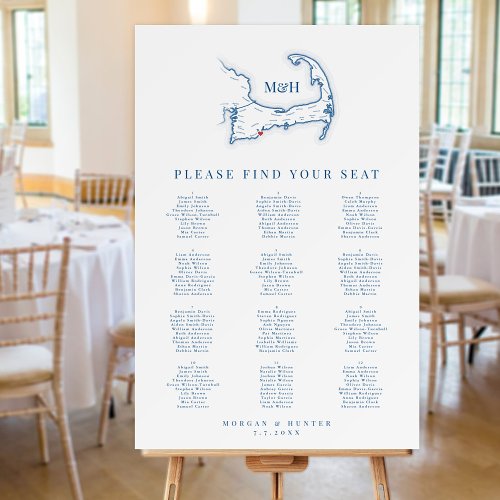 Cape Cod Map Destination Wedding Seating Chart Foam Board