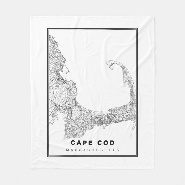 Cape Cod Map Fleece Blanket (Front)