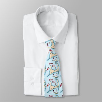 Cape Cod Map Illustration Lobster Sailboat Shell Neck Tie by judgeart at Zazzle