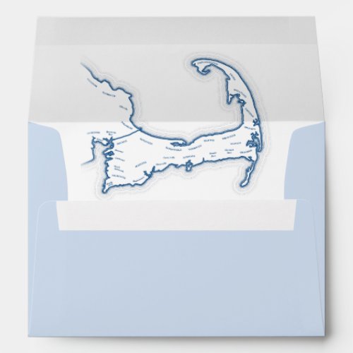 Cape Cod Map Light Blue Wedding Envelope
