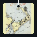 Cape Cod Map Ornament<br><div class="desc">Terrific old,  vintage,  retro postcard map of Cape Cod repurposed on an ornament.</div>