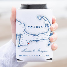 Cape Cod Map Wedding Favor Drink Holder