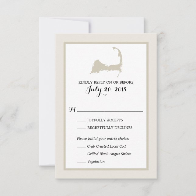 Cape Cod Map | Wedding RSVP menu (Front)