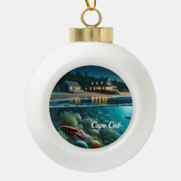 Cape Cod Marine Beach House Christmas Ornament