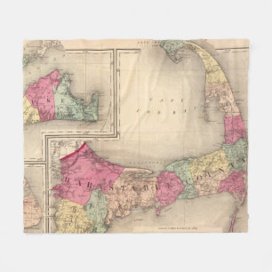 Cape Cod, Martha's Vineyard & Nantucket Map (1871) Fleece Blanket