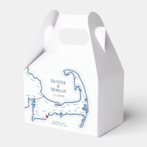 Cape Cod Mashpee Map Destination Wedding Elegant Favor Boxes