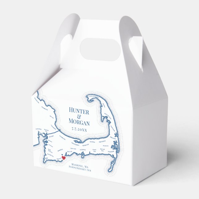 Cape Cod Mashpee Map Destination Wedding Elegant Favor Boxes (Front Side)