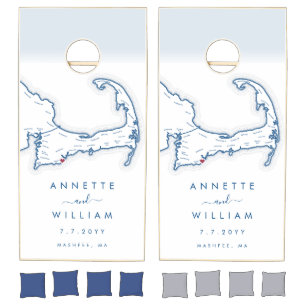 Cape Cod Mashpee Modern Minimalist Wedding Cornhole Set