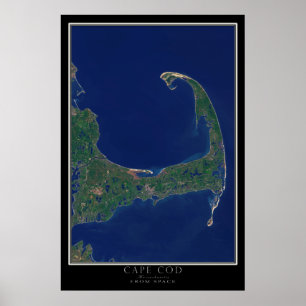 Cape Cod Massachusetts From Space Satellite Map Poster