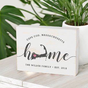 Cape Cod Massachusetts Hometown Rustic Family Name Wooden Box Sign