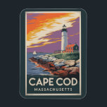 Cape Cod Massachusetts Illustration Travel Art Magnet<br><div class="desc">Cape Cod retro vector travel design in an emblem style. It's the site of quaint villages,  seafood shacks,  lighthouses,  ponds and bay and ocean beaches.</div>