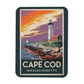 Cape Cod Massachusetts Illustration Travel Art Magnet