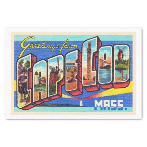 Cape Cod Massachusetts Large Letter Postcard Tissue Paper