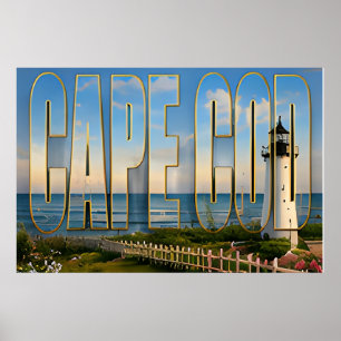Cape Cod Massachusetts Lighthouse Coastal Travel Poster