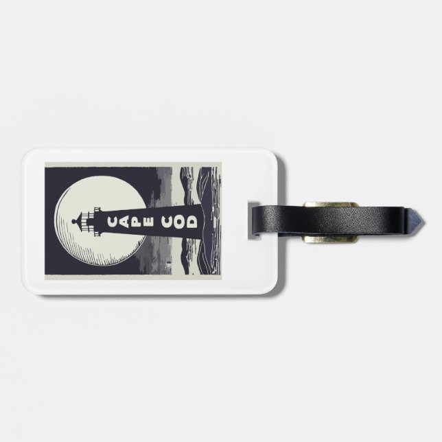 Cape Cod Massachusetts Lighthouse Moon Luggage Tag (Back Horizontal)