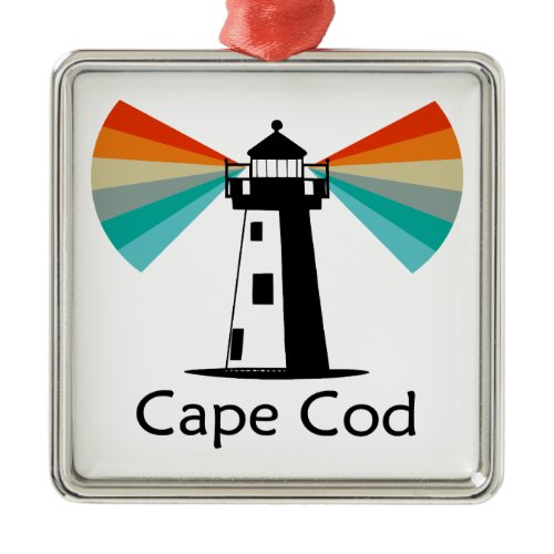 Cape Cod Massachusetts Lighthouse Rainbow Metal Ornament