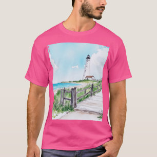 Cape Cod Massachusetts Lighthouse Watercolor T-Shirt