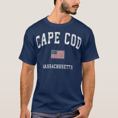Cape Cod Massachusetts MA Vintage American Flag T_Shirt