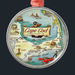 Cape Cod Massachusetts Map Metal Ornament<br><div class="desc">A vintage illustrated map of Cape Cod,  Massachusetts repurposed!</div>