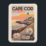 Cape Cod Massachusetts Painterly Travel Art Retro Magnet<br><div class="desc">Cape Cod retro vector travel design in an emblem style. It's the site of quaint villages,  seafood shacks,  lighthouses,  ponds and bay and ocean beaches.</div>