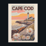 Cape Cod Massachusetts Painterly Travel Art Retro Postcard<br><div class="desc">Cape Cod retro vector travel design in an emblem style. It's the site of quaint villages,  seafood shacks,  lighthouses,  ponds and bay and ocean beaches.</div>