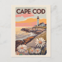 Cape Cod Massachusetts Painterly Travel Art Retro