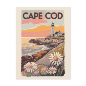 Cape Cod Massachusetts Painterly Travel Art Retro Postcard