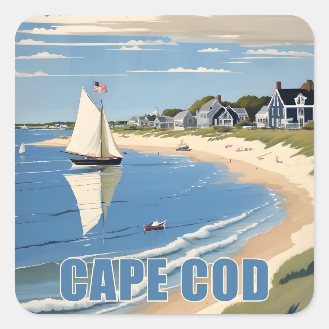 Cape Cod Massachusetts Square Sticker (Front)