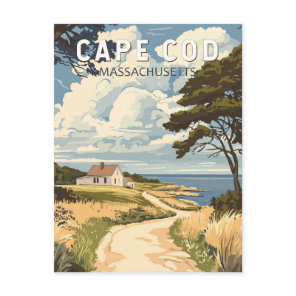 Cape Cod Massachusetts Travel Art Vintage Postcard
