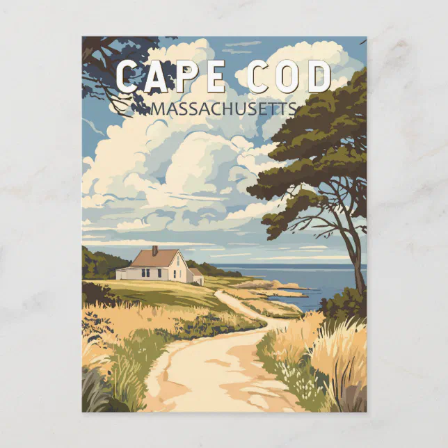 Cape Cod Massachusetts Travel Art Vintage Postcard | Zazzle