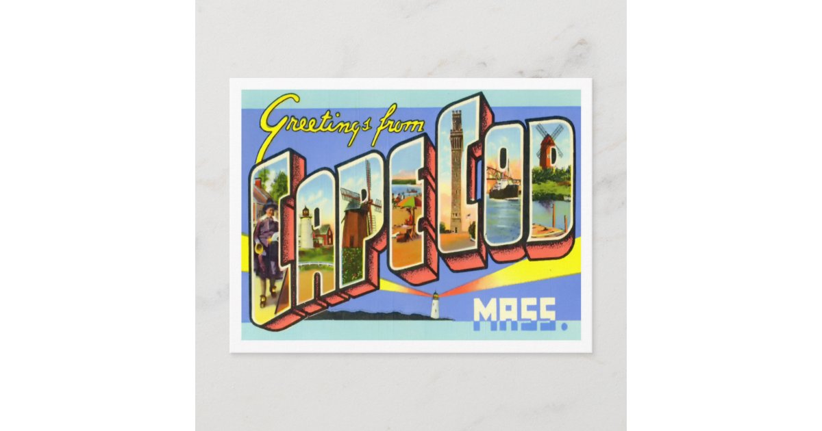 Cape Cod, Massachusetts Vintage Big Letters Postcard | Zazzle