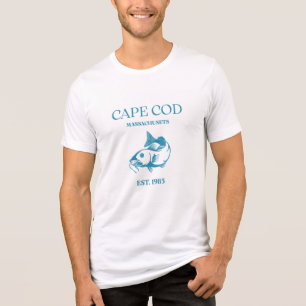 Cape Cod Massachusetts Vintage Ocean Fishing Mens Tri-Blend Shirt