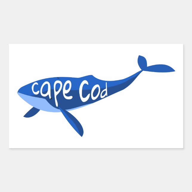 Cape Cod Massachusetts Whale Rectangular Sticker (Front)