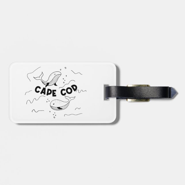 Cape Cod Massachusetts Whales Luggage Tag (Back Horizontal)