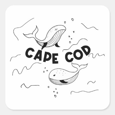 Cape Cod Massachusetts Whales Square Sticker